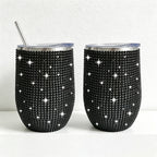 CouldNook 12oz Bling Rhinestone Stemless Wine Tumbler - Clear Lid & Straw (Solid Color Series)