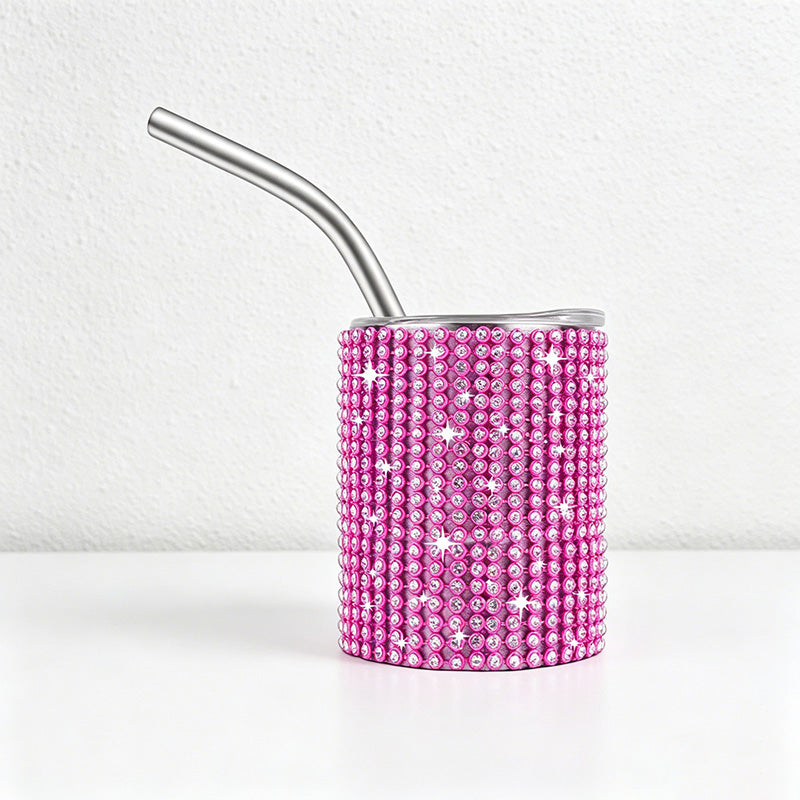 CouldNook Tumbler-3oz Rhinestone Straight Insulated Tumbler with Straw Mini Shot Glass Portable Car Cup