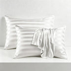 CouldNook Striped Silky Satin Pillowcase Set - Luxury Hotel Bedding (Set of 2)