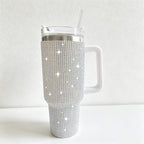 CouldNook 40oz Rhinestone Tumbler-Stainless Steel Vacuum Insulated Ice Tumbler with Handle & Straw