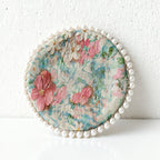 CouldNook Vintage Oriental Brocade Coaster - Luxury Pearl-Edged Teacup Mat