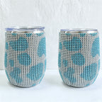 CouldNook 12oz Bling Rhinestone Stemless Wine Tumbler - Clear Lid & Straw (Exotic Animal Print Series)
