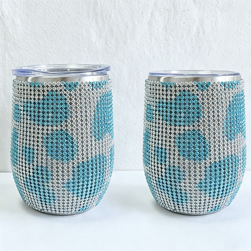 CouldNook 12oz Bling Rhinestone Stemless Wine Tumbler - Clear Lid & Straw (Exotic Animal Print Series)