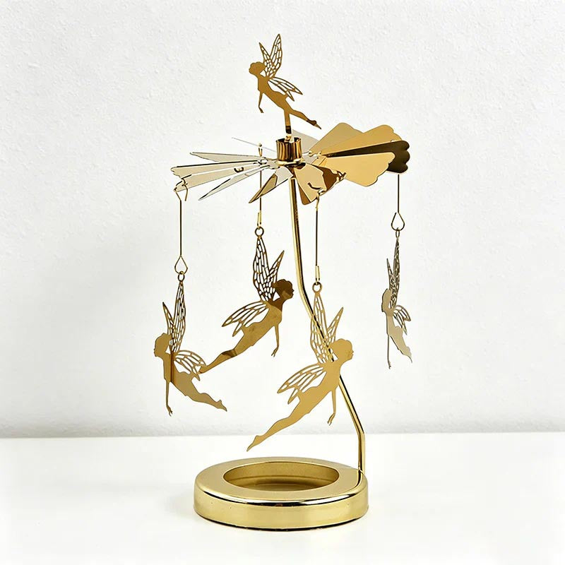 Rotating Carousel Candle Holder Candle Making Kits - Golden Spinning Tealight Carousel