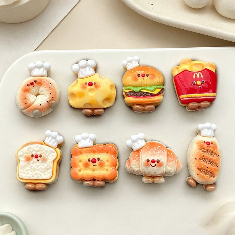 CouldNook 3D Miniature Food Fridge Magnets - Cute Chef Bakery Set (4 Pcs)