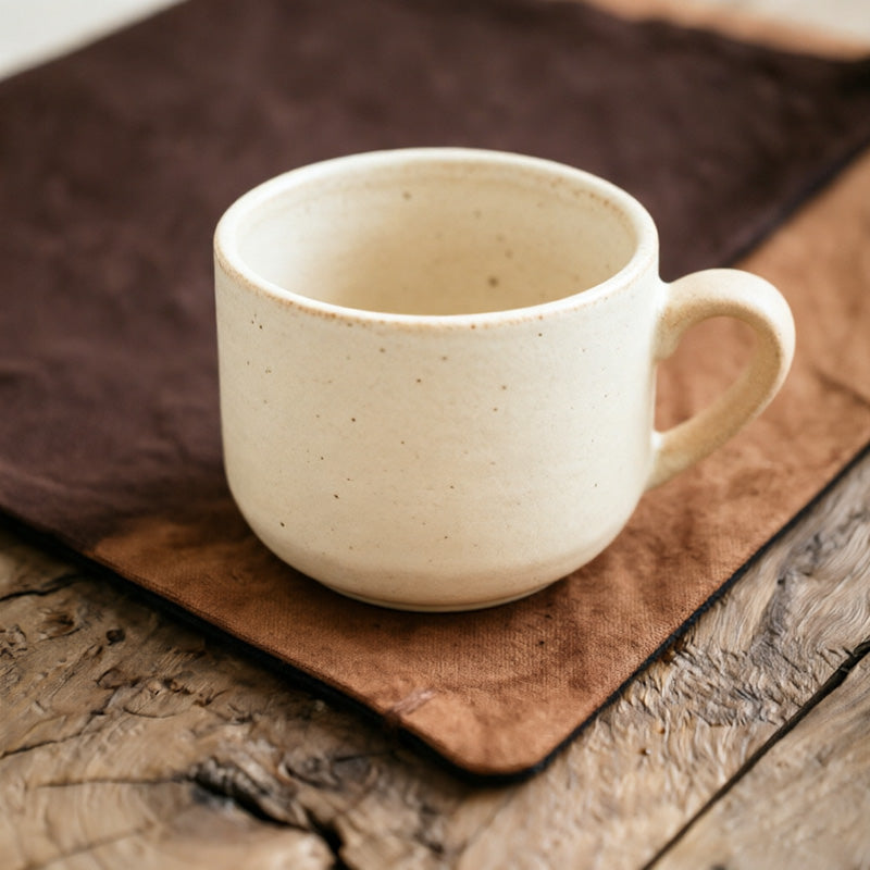 CouldNook Vintage Zen Waterproof Tea Mat - Wabi-Sabi Crinkled Fabric Placemat & Coaster