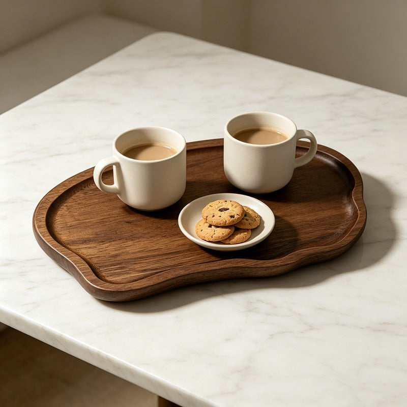 Acacia Wood Cloud Shaped Serving Plates - 2 Sizes for Tea, Snacks & Stylish Display