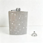 CouldNook 6/8oz Bling Rhinestone Hip Flask - Pocket Size with Funnel (Solid Color Series)