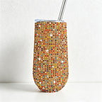 CouldNook Rhinestone Tumblers-6oz Stainless Steel Vacuum Insulated U-Shaped Eggshell Coffee Cup with Straw