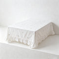 Embroidered Floral Ruffle Tablecloth - White Cotton-Blend Table Cover for Home & Events