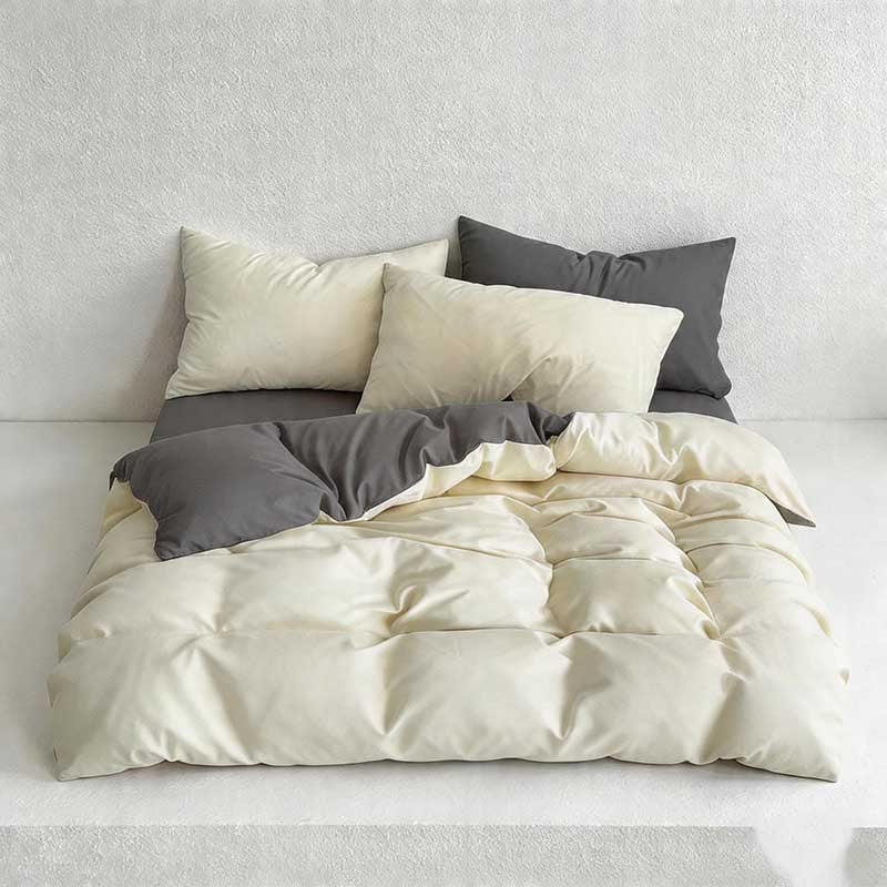 CouldNook Reversible Solid Duvet Cover - Ultra-Soft Washed Cotton Feel (Light Colors)