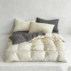 CouldNook Reversible Solid Duvet Cover - Ultra-Soft Washed Cotton Feel (Light Colors)