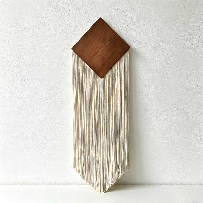 Hand-Woven Tassel Wall Decor - Diamond Wooden Macrame
