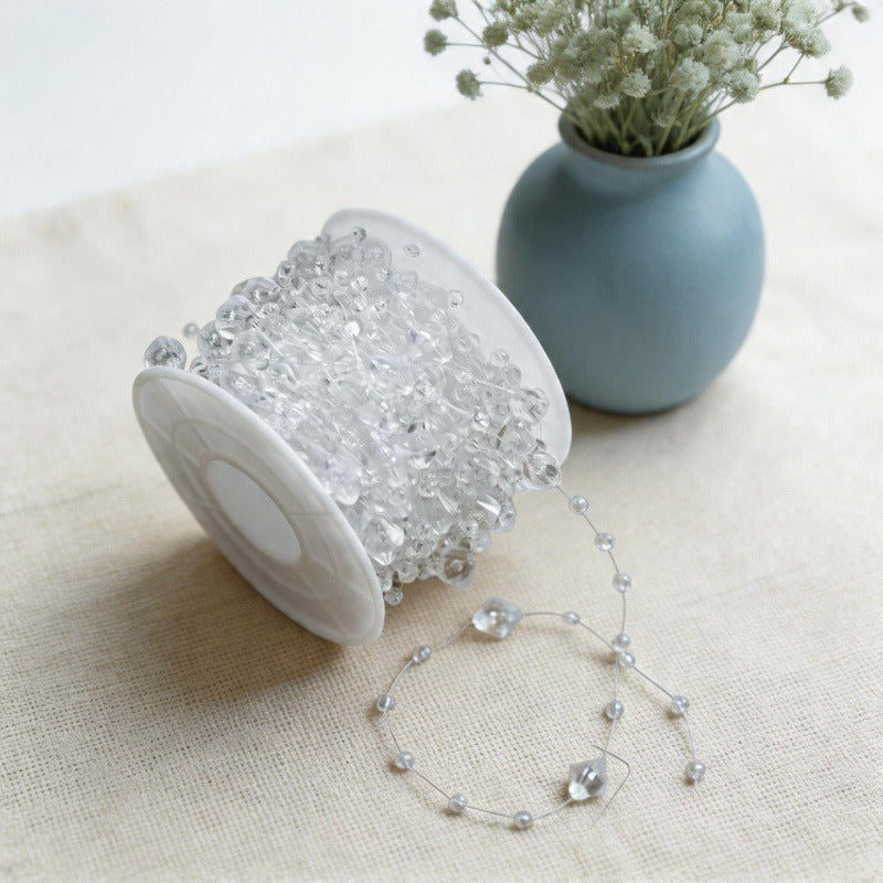 Clear Faceted Diamond Bead Garland Wall Decor - Crystal Style Chain