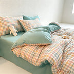 CouldNook Vibrant Plaid Duvet Cover - Ultra-Soft Washed Cotton Feel Bedding