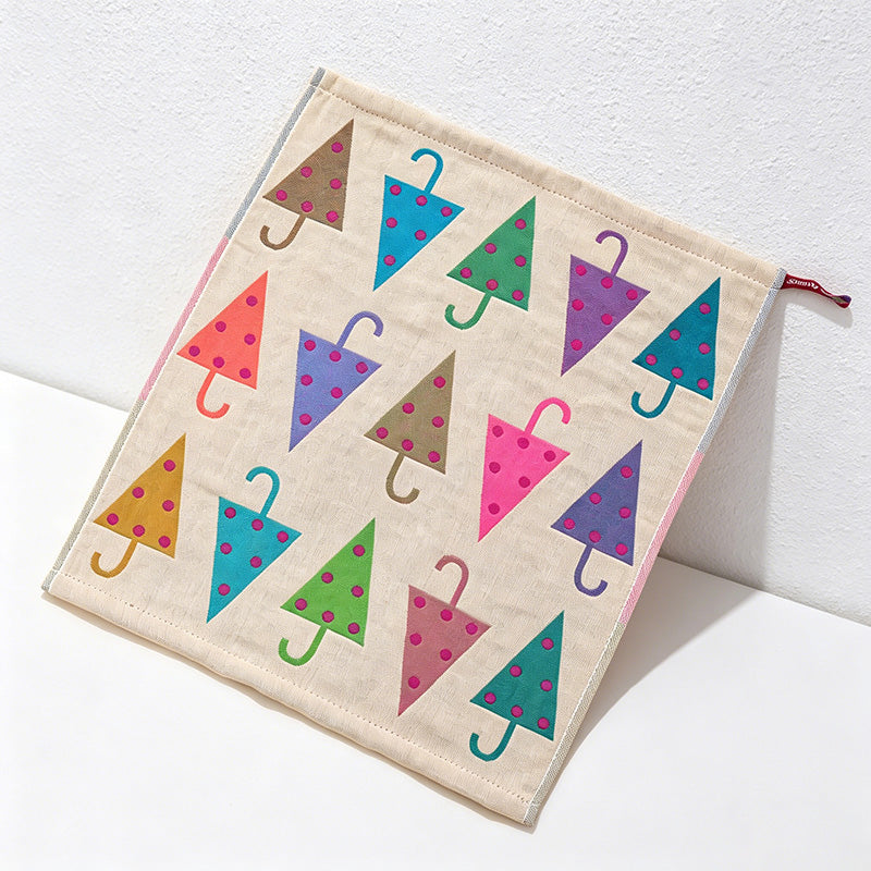 CouldNook Pure Cotton Gauze Cartoon Square Towel - Cute Absorbent Handkerchief