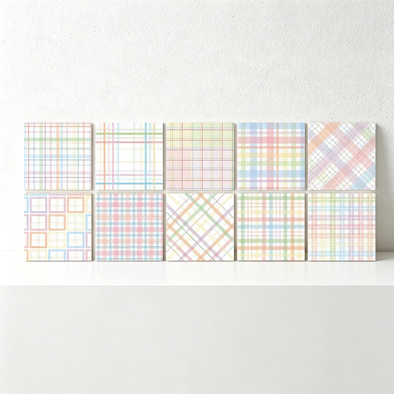 CouldNook Pastel Plaid Memo Pad - Aesthetic Non-Sticky Journaling Paper (200 Sheets)