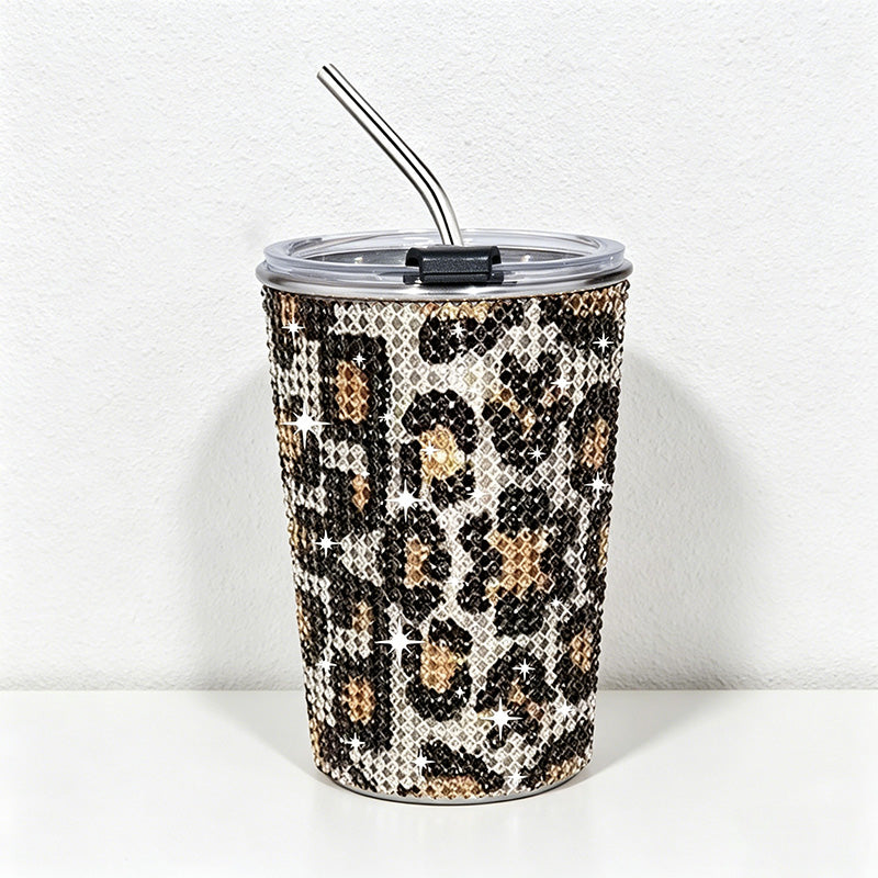 CouldNook 17oz Rhinestone Tumbler-Stainless Steel Insulated Straight Body Cup with Straw