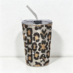 CouldNook 17oz Rhinestone Tumbler-Stainless Steel Insulated Straight Body Cup with Straw