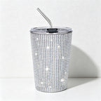 CouldNook 17oz Rhinestone Tumbler-Stainless Steel Insulated Straight Body Cup with Straw