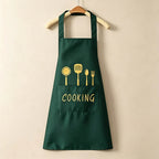 Cooking Utensil Print Waterproof Backband Apron - PVC Kitchen Apron