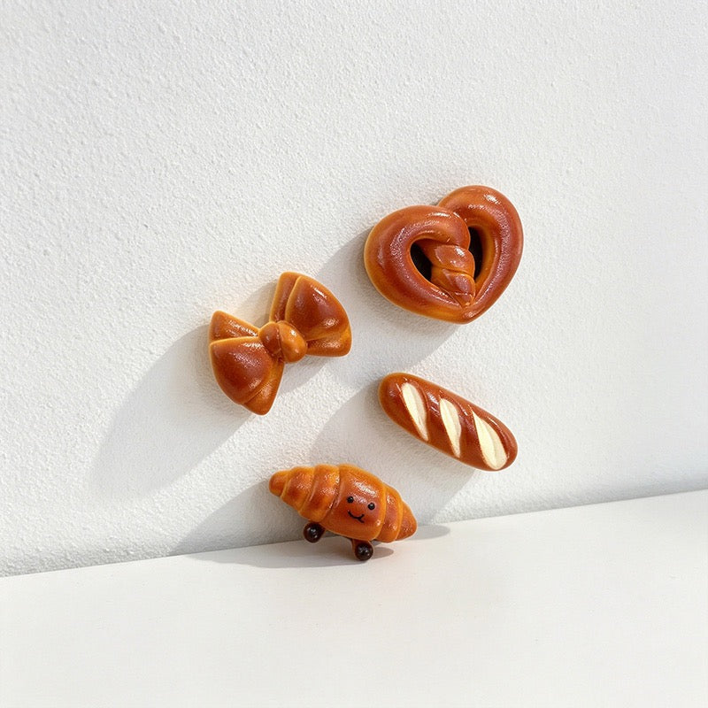 CouldNook 3D Miniature Bread Fridge Magnets - Rustic Bakery Set (4 Pcs)