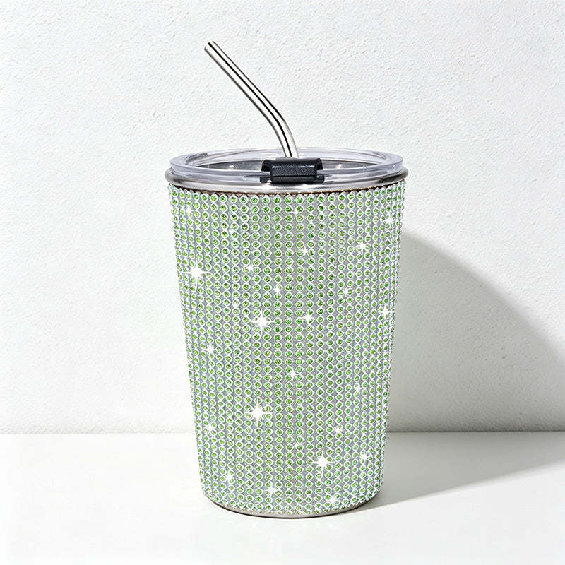 CouldNook 17oz Rhinestone Tumbler-Stainless Steel Insulated Straight Body Cup with Straw