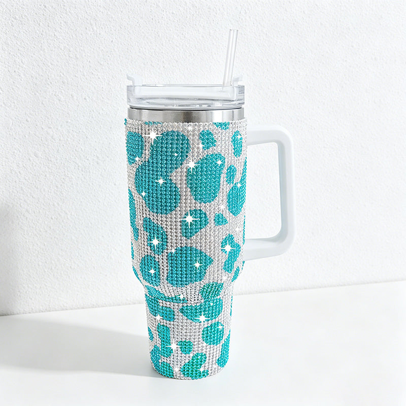 CouldNook 40oz Rhinestone Tumbler-Stainless Steel Vacuum Insulated Ice Tumbler with Handle & Straw