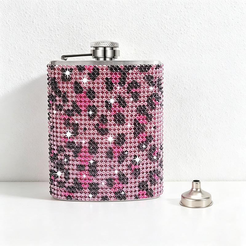 CouldNook 6/8oz Bling Rhinestone Hip Flask - Pocket Size with Funnel (Solid Color Series)
