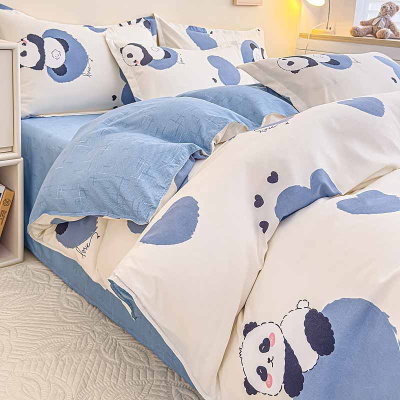 Ultra Soft Cartoon Panda & Bear Print Duvet Cover Set (Skin-Friendly & Breathable)