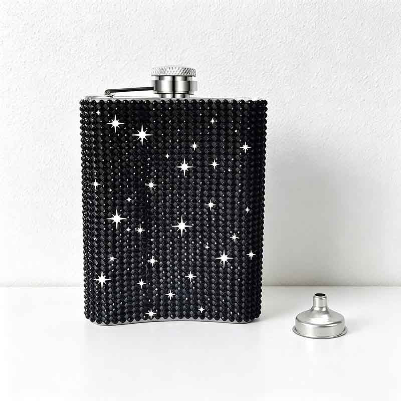CouldNook 6/8oz Bling Rhinestone Hip Flask - Pocket Size with Funnel (Leopard & Gradient Series)