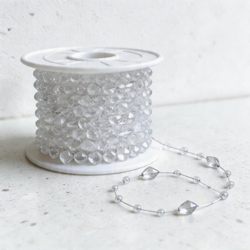 Clear Faceted Diamond Bead Garland Wall Decor - Crystal Style Chain