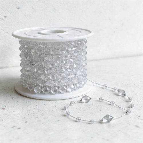 Clear Faceted Diamond Bead Garland Wall Decor - Crystal Style Chain