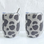 CouldNook 12oz Bling Rhinestone Stemless Wine Tumbler - Clear Lid & Straw (Exotic Animal Print Series)