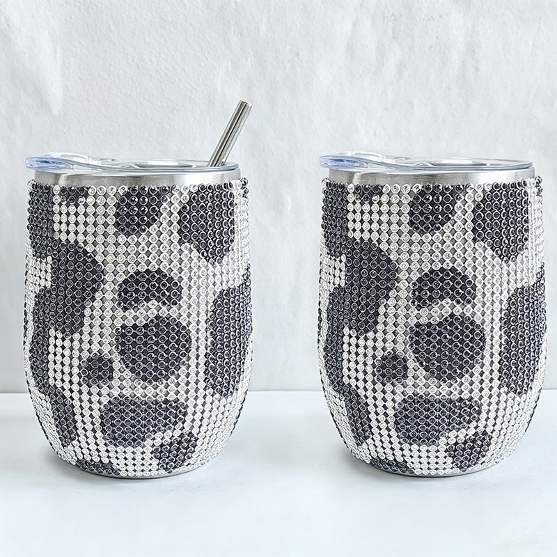 CouldNook 12oz Bling Rhinestone Stemless Wine Tumbler - Clear Lid & Straw (Exotic Animal Print Series)